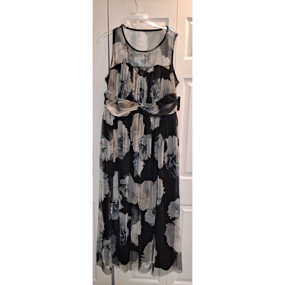 NWT Womans 2XL Sheer Stretchy Maxi Dess Gothic Fairy Romantic Floral Grunge